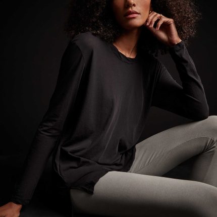 Long Sleeve High Gauge Jersey Tee - Black